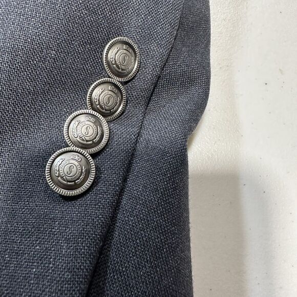 STAFFORD Mens Charcoal Wool Silver Buttons Blazer Jacket Sport Coat 42 R - Picture 2 of 9